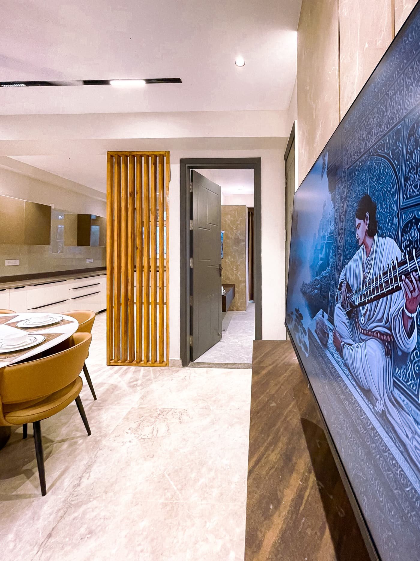 Modern equipped kitchen and dining area for homestay guests