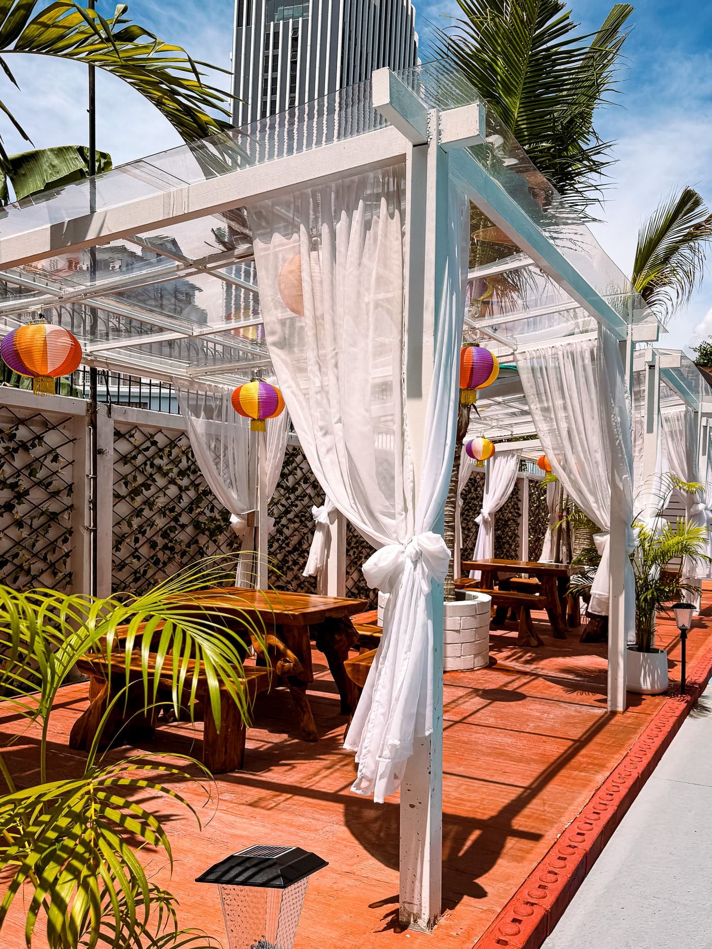 Luxury poolside cabana architectural detail
